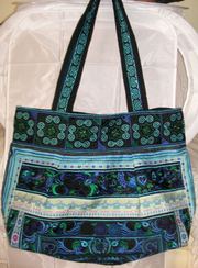 Embroided Hand Bag - Medium size,  blue colour